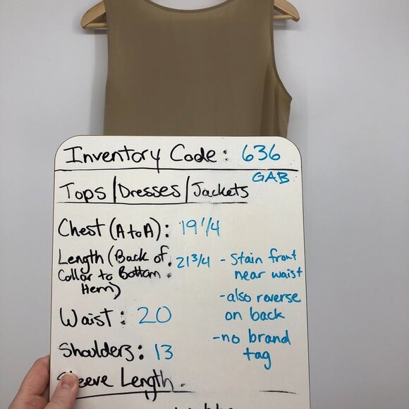 Silk 100% Tan / Khaki  scoop neck layering tank top side slits - Picture 14 of 15